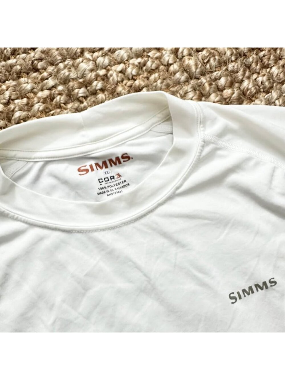 Simms COR3 Long Sleeve Fishing Shirt White Size XXL